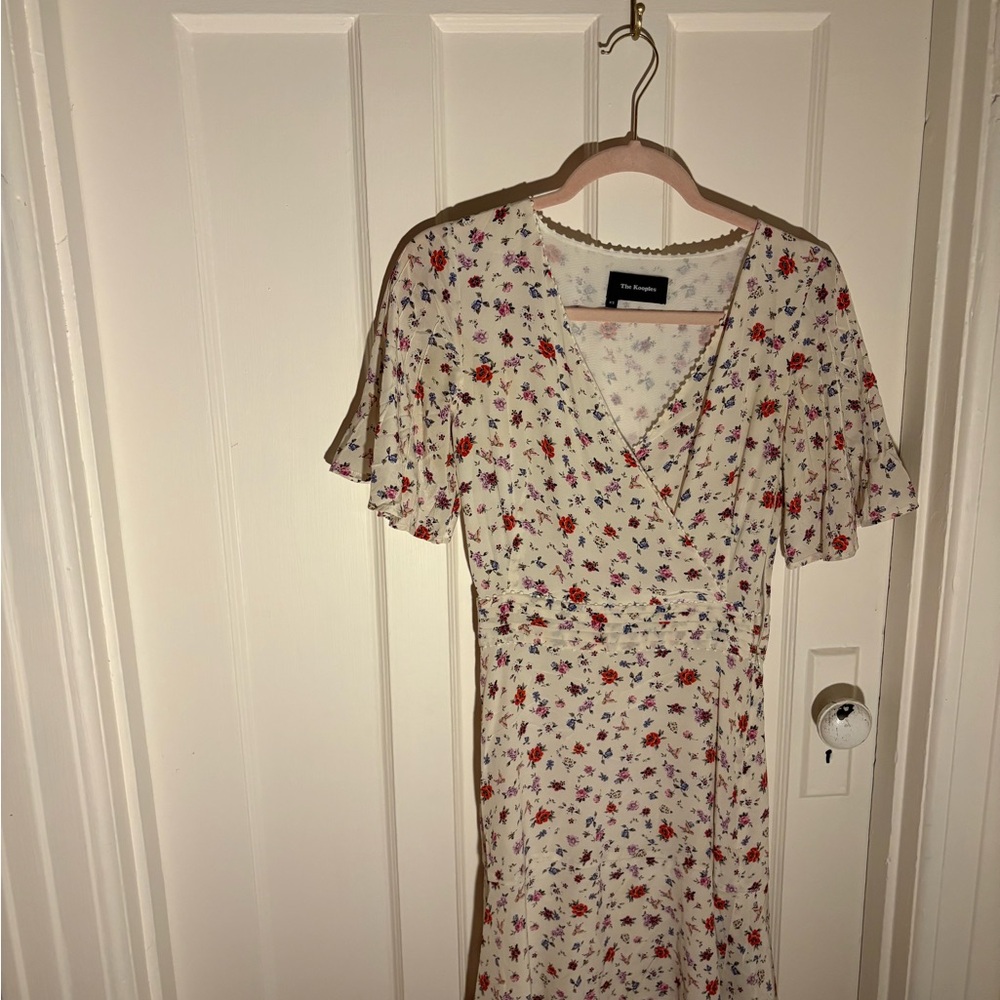 The Kooples Cream Floral Midi Dress